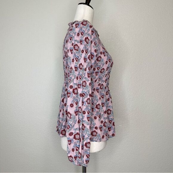 Calligraphie Boho Floral Smoked Romantic Long Sleeves Top - Picture 5 of 11